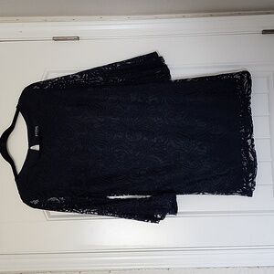 Dress navy blue with bell sleeves